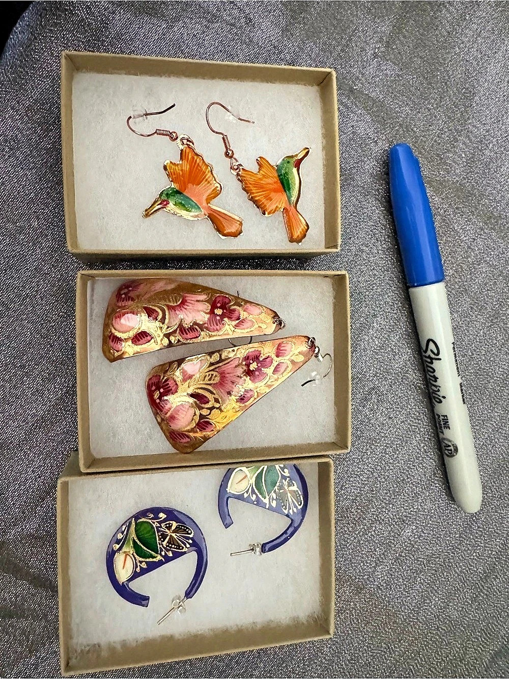 Dopper+ Gallery Hand-Painted Earrings Set Purple & Pink